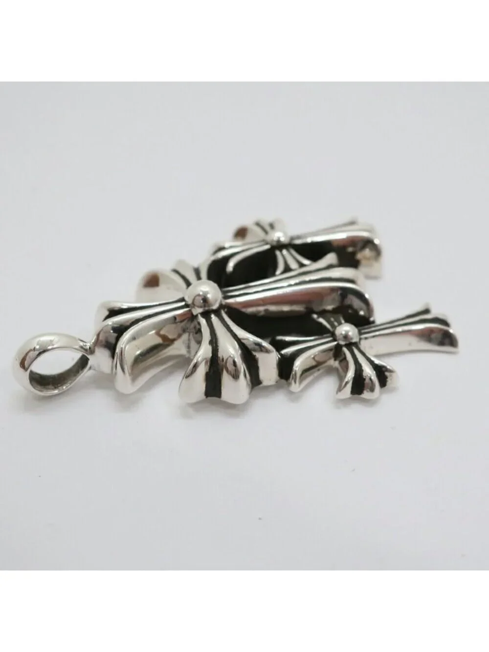 Chrome Hearts Ten 3 CH Crs Sml Triple CH Black 925 Sterling Silver Receipt